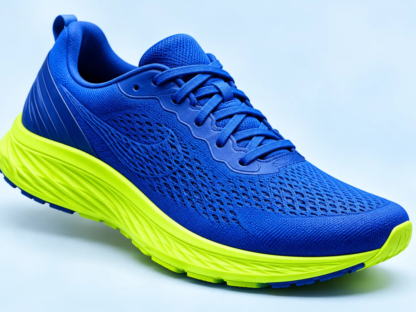 Chaussure Sprint, gros plan sur les lacets et la maille